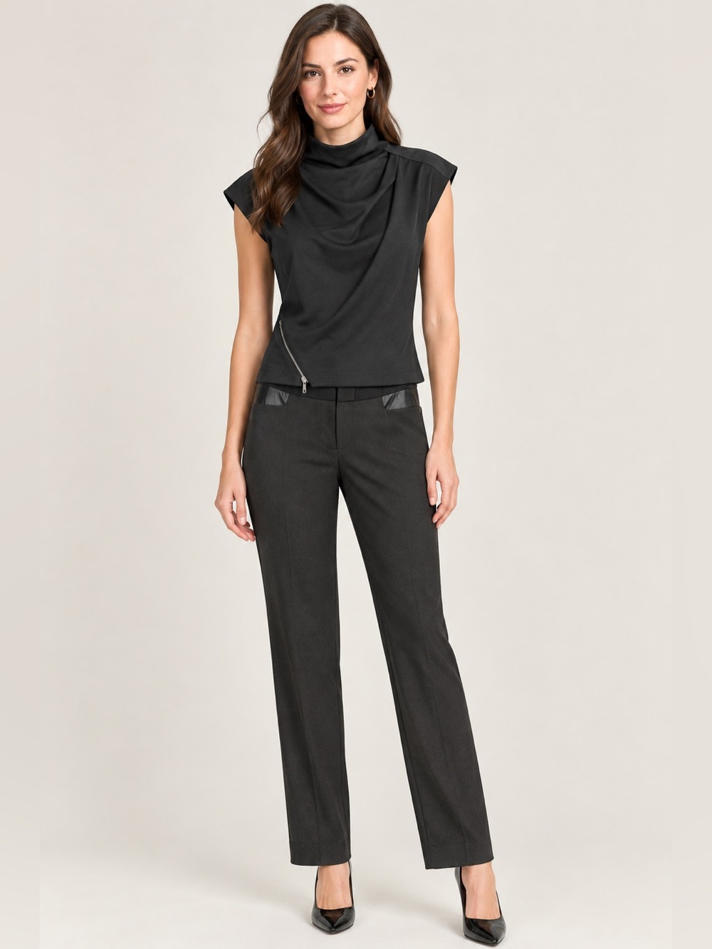 NWT Catherine Malandrino black slacks trousers pants size 6